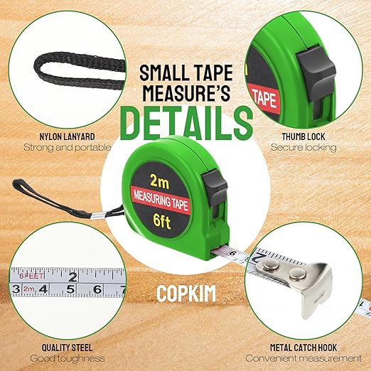 50 Pcs 6 FT Mini Tape Measure Retractable Bulk Small Measuring Tape Pocket Size Measurement Tool for Operation Christmas Items Party Favor Gifts Stuffers for Men(Green)
