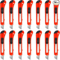 DIYSELF 14 Pack Box Cutter Retractable, Box Cutter Knife with 18mm Wide Utility Blades, Sharp Utility Knife Retractable, Box Cutters for Office, Home, Arts Crafts, Hobby, Cardboard, Paper
