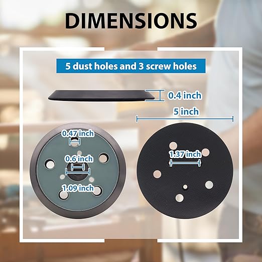 5 Inch Sander Replacement Pad 2 Pack, Competiable with Porter Cable 333 334 Random Orbit Sander, 5 Holes Hook and Loop Sanding Pad