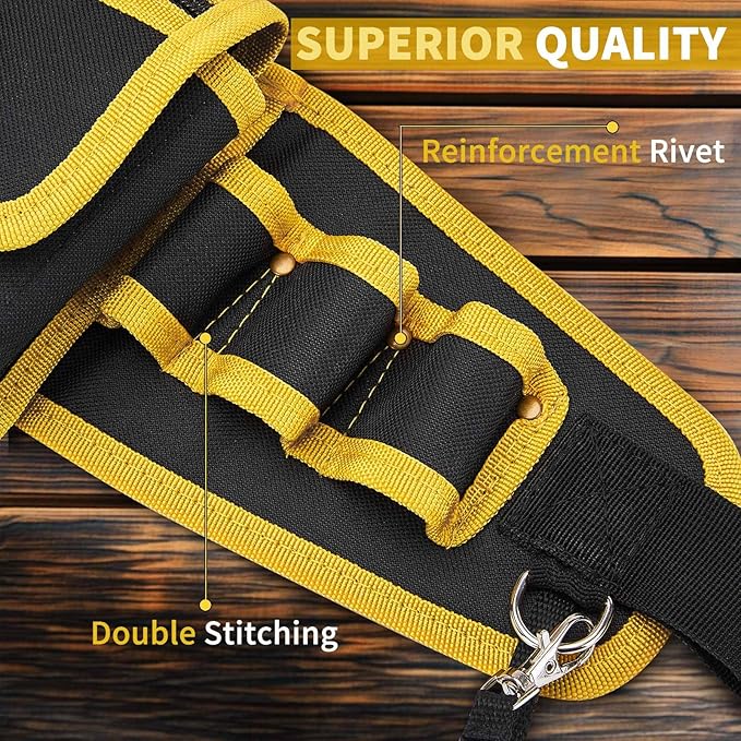Tool Belt 7 Pockets, Adjustable Tool Belts for Men, Heavy Duty Utility Belt, Waterproof Tool Pouch for Carpenter/Electrician/Construction (Black Yellow)