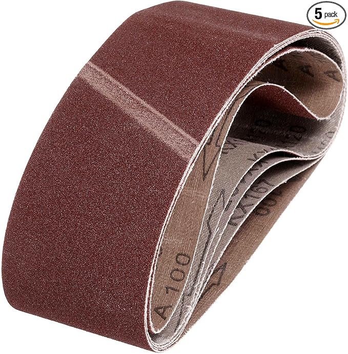 HARFINGTON 2-1/2 x 14 Inch Sanding Belts, 5 Pcs 100 Grits Aluminum Oxide Abrasive Belt Sander File Belt for Woodworking, Metal Polishing, Knife Sharpener
