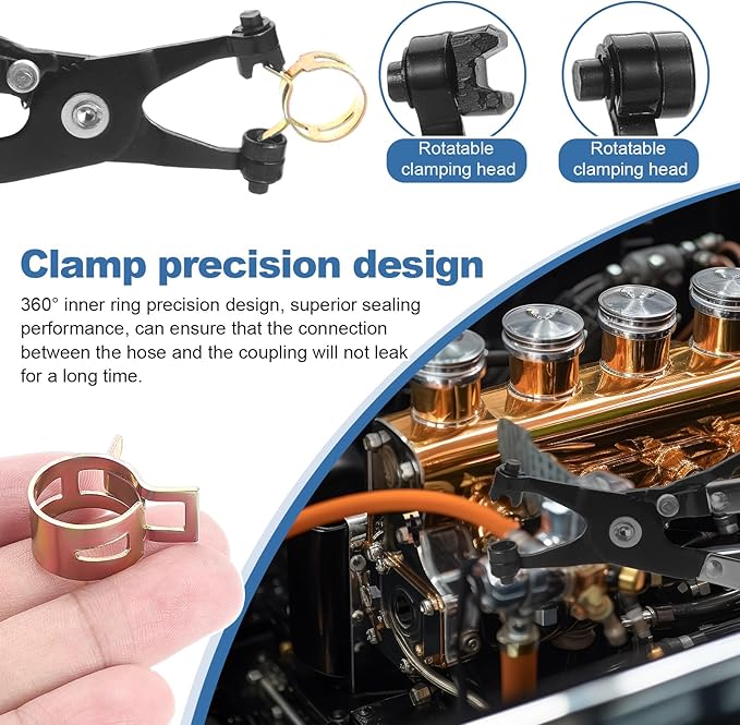 OCR 100 Pack 6-22mm 10Size Fuel line Spring Clamp Silicone Vacuum Hose Pipe Clamp Steel Wire Tube Pipe Clip With a Hose Clamp Pliers