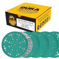 Dura-Gold Premium 320 Grit 6" Green Film Sanding Discs, 49-Hole Pattern, Box of 50 - Heavy-Duty Dustless Hook & Loop Backing Sandpaper for DA & Random Orbital Sanders, Sand Auto Paint, Wood Furniture