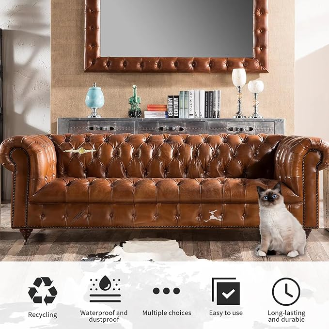 Leather Repair Patch Leather Repair Tape Self-Adhesive Cuttable Vinyl Leather Repair Kit for Couches Sofa Car Seat Furniture Cabinets Chair (Brown, 17.3 X 78.7 inch)