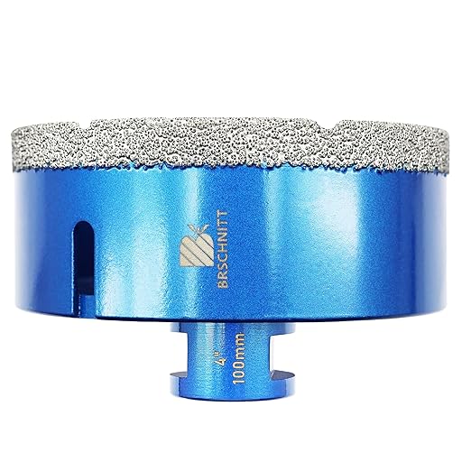 4 Inch Diamond Core Drill Bit for Porcelain Tile Ceramic Marble Granite Drilling,BRSCHNITT 1pc Vacuum Brazed Diamond Hole Saw with 5/8-11 Thread (100mm)