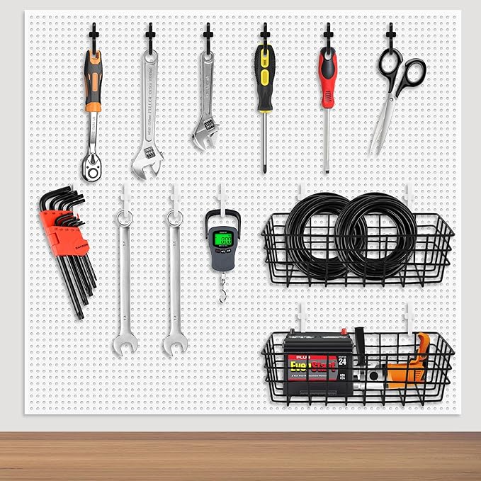 Pegboard Hooks 100-Packs, J Shape Peg Hooks,1/4 "Plastic Pegboard Hooks for Pegboard,Peg Hook Accessories for Garage, Office, Kitchen, Store