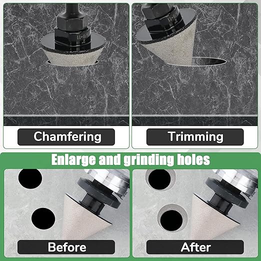 Diamond Tile Hole Saw Kit, 10 PCS Diamond Drill Bit Set, Diameter 6/6/8/19/35/51/65mm for Tile Porcelain Ceramic Marble, with 20mm Finger Bit, 50mm Chamfer Bit and SDS Adapter