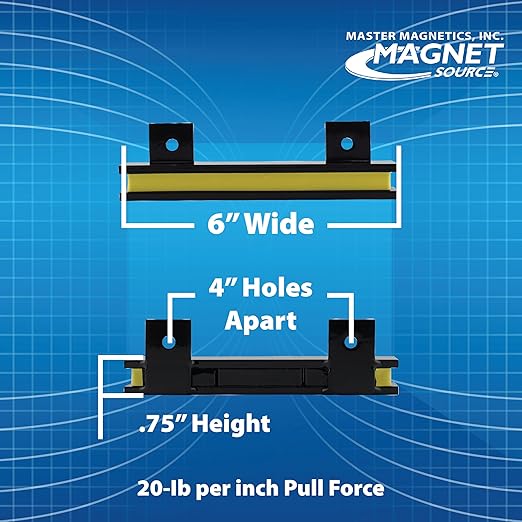 Master Magnetics 6" Magnetic Bar Tool Organizer - Easy to Install Magnet Storage Holder for House, Garage, Shed, or Job Site - Black Powder Coat