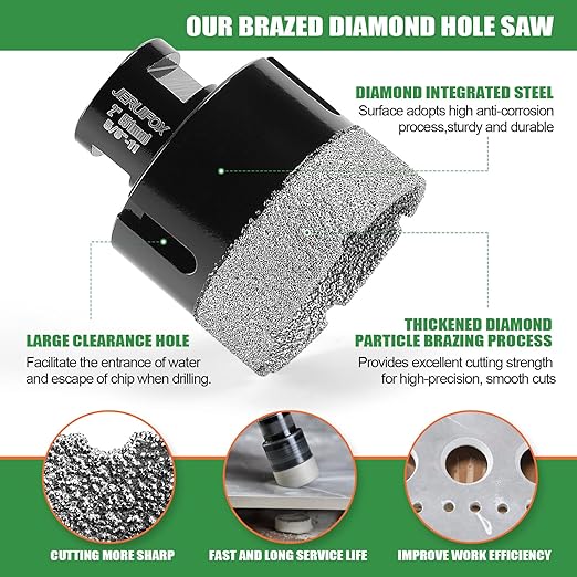 Diamond Hole Saw Kit Tile Drill Bits, 13 PCS Diamond Core Drill Bits Set 6/8/10/19/25/35/51/75/100mm+50mm Chamfer Saw +20mm Finger Bit+SDS Adapter Porcelain Hollow Drill Hole Saw for Ceramic, Granite