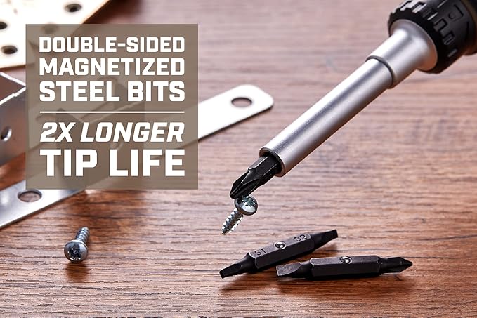 Spec Ops Tools Ratcheting Screwdriver, 12-in-1, Includes 6 Double-Sided S2 Steel Bits, Magnetic, Cr-Mo Steel Shaft, 3% Donated to Veterans Flat Dark Earth/Black