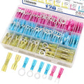 Tnisesm 120Pcs Heat Shrink Wire Connectors, Waterproof Insulated Automotive Marine Electrical Terminals Kit, Crimp Connector Assortment, Ring Fork Spade Splices