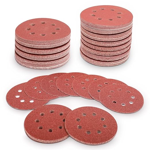 100 PCS 5 Inch Sanding Discs 60 Grit Hook and Loop Adhesive Round Sandpaper for Random Orbital Sander