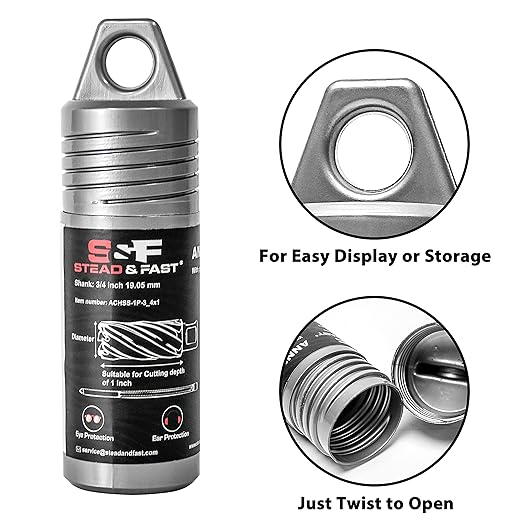 S&F STEAD & FAST Annular Cutter, 3/4" Cutting Diameter x 1" Depth of Cut for Magnetic Drill Press, Drill Bit Cutter, Mag Drill Bits with Pilot Pin