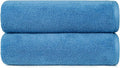 Amazon Basics 2 Piece Quick-Dry Oversize Bath Towel, 100% Cotton, Lake Blue, 54" x 30"