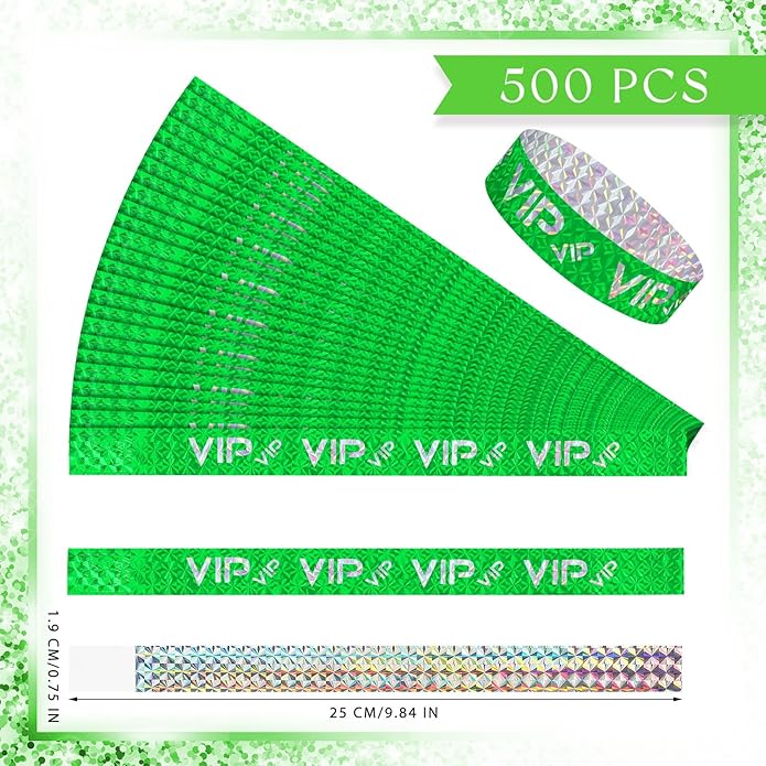 Teling 500 Pack VIP Plastic Wristbands Bracelets Party for Events VIP Custom Wristbands Plastic Bracelets Tear proof Waterproof Wrist Bands Arm Bands for Events Concerts