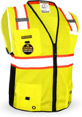 KwikSafety - Charlotte, NC - BIG KAHUNA Safety Vest [11 Pockets] Class 2 ANSI OSHA Reflective Vest Durable High Visibility Vest Construction Safety Vest for Men Industrial Work Gear/Yellow XL