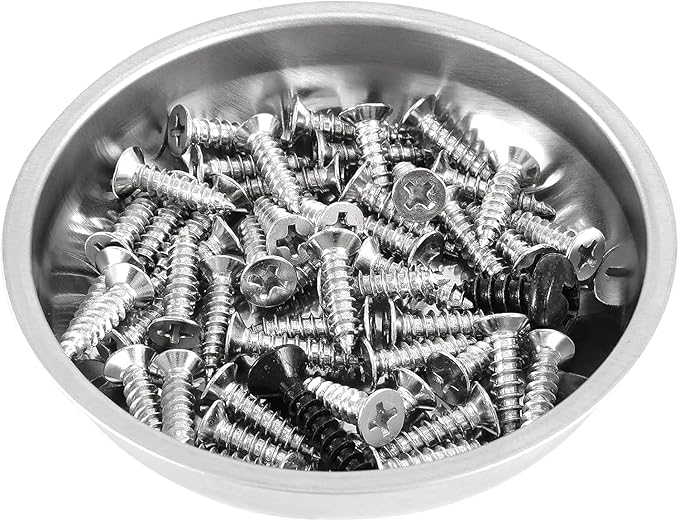 FUNSUEI 9 Packs 3/4/6 Inches Magnetic Tray Set, Stainless Steel Magnetic Bowl, Round Magnetic Parts Tray for Pins, Screws, Bolts, Nuts, Small Parts