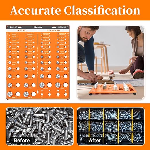 54 Nut and Bolt Thread Checker, Bolt Size and Thread Gauge 22 Standard & 24 Metric Bolt & 8 Drill Bit Gauge, Bolt and Nut Identifier Gauge with Inch and Centimeter Scales