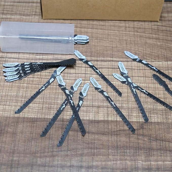 20-Piece T119BO 3 Inch 12 TPI Assorted T-Shank Scrolling Jig Saw Blades Set for Precision Cutting Wood