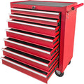Rovibek 7-Drawer Rolling Tool Chest with Wheels, Lockable Metal Tool Box for Garage Workshop Warehouse, Large Capacity Tool Storage Cabinet, Heavy-Duty Tool Chest with Drawers, Red