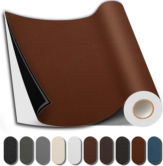 Shagoom Leather Repair Patch, Repair Patch Self Adhesive Waterproof, DIY Large Leather Patches for Couches, Furniture, Kitchen Cabinets, Wall （Light Brown, 3.5X79 Inch）