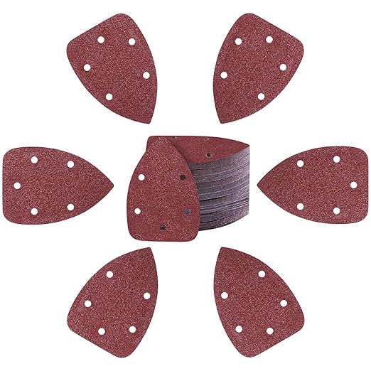 100-Pack Mouse Sandpaper (5-Hole) 40 Grit for Mouse Detail Sanders, Premium Aluminum Oxide, Easy to Replace, Ideal for Woodworking, Furniture Refinishing, and Crafting