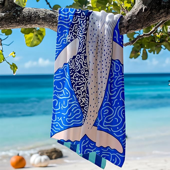 2 Pack Microfiber Beach Towel Oversized 71"x32" Sand Free Quick Dry Absorbent Lightweight Thin , Compact Towels for Travel Swimming Pool Yoga Gym Camping Beach Accessories Vacation Essentials Gift