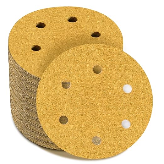 6 Inch - 6 Hole Hook and Loop Sanding Discs 100 Grit, Random Orbital Sandpaper for Automotive and Woodworking - 100 Pack