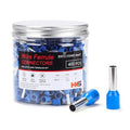 HKS 400PCS Wire Ferrule Connectors - AWG 10-6.0mm² Copper Barrel Pin Cord Ends Insulated Ferrules Terminals - E6012 Blue