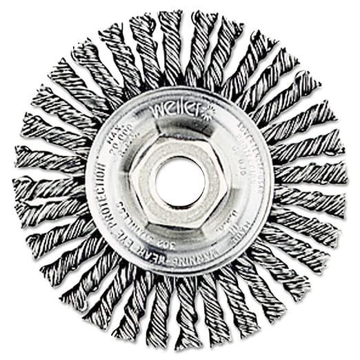Weiler 13131 Stringer Bead Knot Wire Wheel, 4" Diameter x 3/16" W, 5/8-11 UNC, 0.02", 20000 rpm