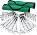 SK Ratcheting Wrench Set, Combination Wrench Set, 20-Piece, SAE 1/4" to 3/4", Metric 6 to 18mm, 72-Tooth, Premium CR-V Construction, with Rolling Pouch