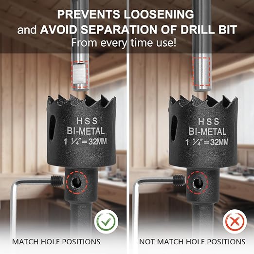 1-1/4 Inch Hole Saw with 9.1mm Triangle Shank Arbor, JTemgle Bi-Metal Hole Saw Heavy Duty Hole Cutting Tool for Cornhole Boards, Recessed Lights, Wood, Plastic, Drywall & Soft Metal