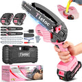 Tietoc Pink Mini Chainsaw 6 Inch Cordless, Portable Electric Chain Saw Small Handheld Battery Powered Super Saws, Tools for Household & Garden, Valentine's Day Gifts for Her Him Women Mom Mothers 2025