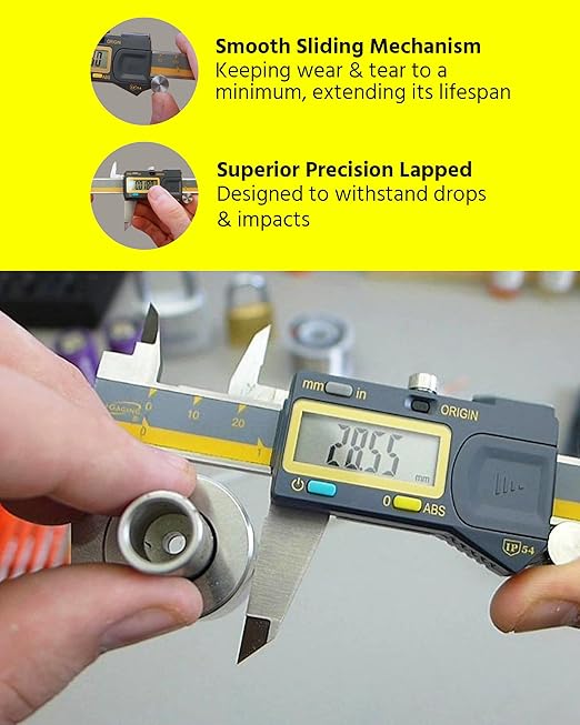 iGAGING Absolute Origin 0-4" Digital Caliper, IP54 Stainless Steel, SPC/USB Output Port, Inch & Metric Modes, Case, Manual