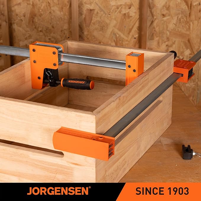 Jorgensen 2-pack 30” Bar Clamp Set, 90° Parallel Clamp Cabinet Master, Steel Jaw Bar Clamp for Woodworking, 1500 lbs load Limited