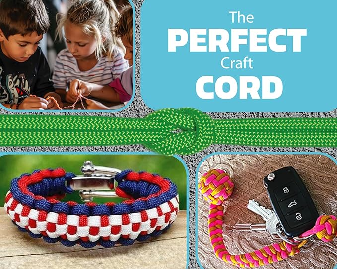 BORED? PARACORD! 550 lb Paracord - Ideal for Crafting, Camping, DIY Projects, Active & Military Outdoors - Strong Survival Rope - Tactical Parachute Cord Type III - Thin Red Line 250 Feet