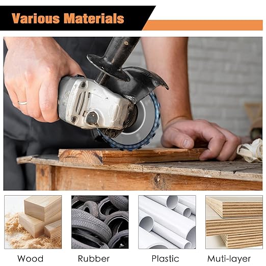 11PCS Wood Carving Disc Set for 4" or 4 1/2" Angle Grinder, Stump Tool Grinding Wheel Disc with 5/8" Adapter Ring, Woodworking Grinder Attachment for Cutting Shaping Carving Sanding Polishing
