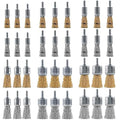 Rocaris 36 Pcs Wire End Brush for Drill with 1/4-Inch Shank, 6 Sizes Brass Coated & Carbon Steel Wire Drill Brush Set for Removal of Rust Corrosion Paint