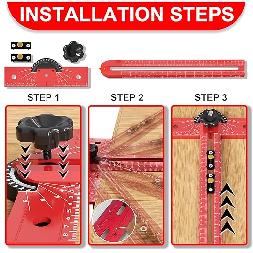 Woodworking T Square Ruler, Precision Drilling Positioning Measuring Tools, Adjustable Aluminum Alloy Sliding 13.5 Inch T-Square Ruler with Angle Adjustment for Carpenter Work and Architect