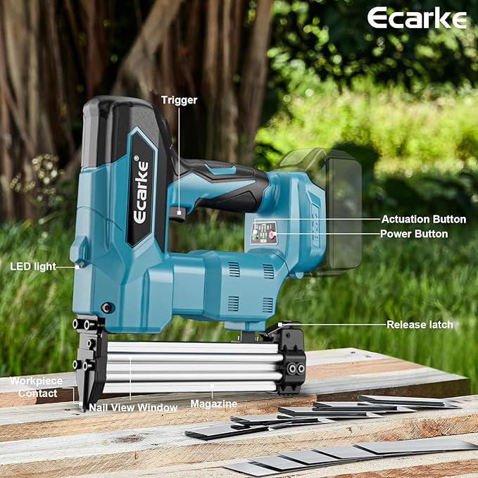 Ecarke Cordless Power Brad Nailers Compatible with Makita 18V Battery,18GA 2/5" to 1-1/4 Inch,2 in 1 Brad Nailer Battery Powered,Brushless Electric Nail Gun, 2 Mode Lightweight for Home Improvement