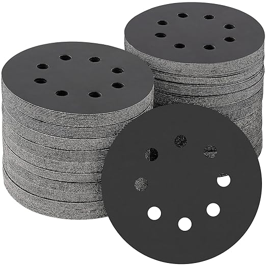 100PCS 5 inch Silicon Carbide Sanding Discs 1500 Grit, Wet Dry Orbital 5 Sander Hook and Loop Sandpaper Disc Ultra Fine Grit, Best for Metal,Automotive Precision Polishing