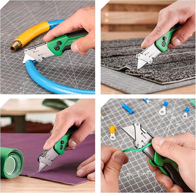SK Folding Utility Knife with Additional Wire Cutter, Quick Change Box Cutter, Blade Storage in Handle, Extra 4 SK2M Blades Included