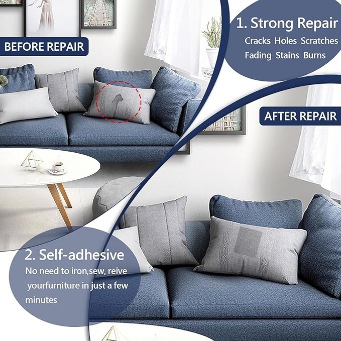 Canvas Repair Patch, 35X79 Inch Strong Sticky Fabric Repair Tape, Self-Adhesive Fabric Patch for Sofas, Tote Bags, Clothing, Car Seats, Furniture (Dark Blue, 35X79 Inch)