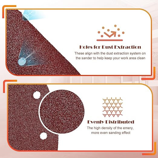 40 Grit Mouse Sander Sandpaper, Jamiikury 5 Hole Detail Sander Sandpaper Palm Sander Paper Mouse Sanding Pads Hook and Loop Sanding Sheets - Pack of 50