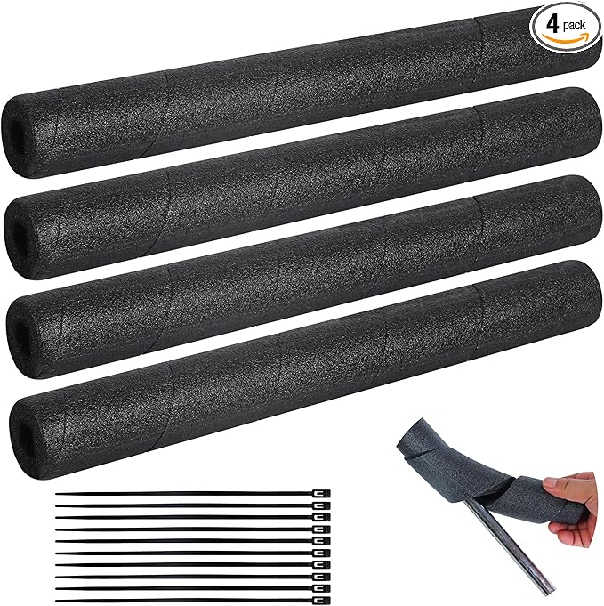 4 Pack Pipe Insulation Foam Tube, 15.74 Inch Black Pool Noodles Foam Snake Pipe Wrap Protection Multi-Purpose Soft Foams Tubing for Winter Water Pipes and Outdoor Indoor Swimming Pool Handle