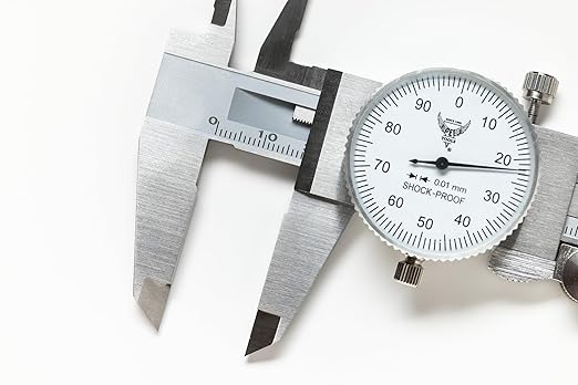 PEC Dial Caliper 0-150mm, Stainless Steel Precision Measuring Tool with Shock-Proof Dial, High Accuracy ±0.01mm
