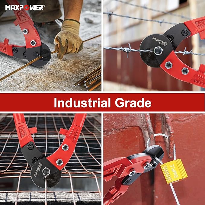 MAXPOWER Wire Cutters, 24-Inch Heavy Duty Wire Rope Cutter, Heavy Duty Industrial Strength Cable Cutter for Hard Wire Ropes, Stainless Steel Wires