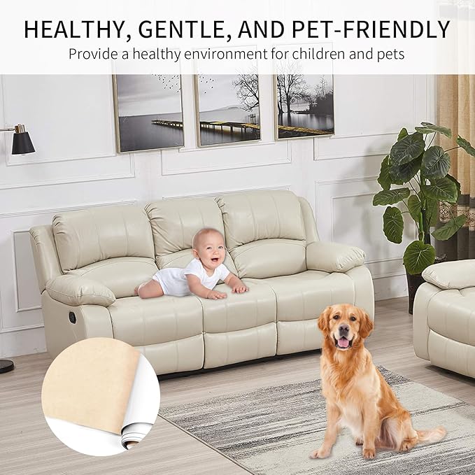 Leather Repair Patch Leather Repair Tape Self-Adhesive Cuttable Vinyl Leather Repair Kit for Couch Sofa Car Seat Furniture Cabinets Chair (Beige, 17.3 X 78.7 inch)