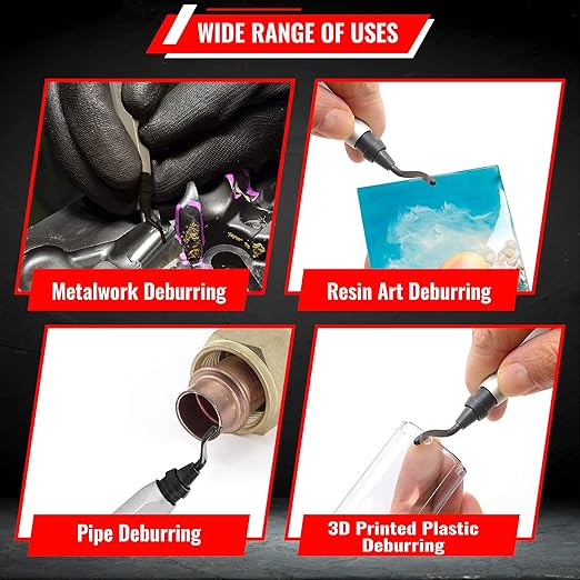 AFA Tooling - Deburring Tool with 21 High Speed Steel Swivel Blades - Works on Metal, Resin, PVC Pipes, Copper, Plastic and 3D Printed Edges - Plumbing & 3D Printing Burr Removal Reamer Tool