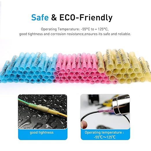 Nilight 200PCS Heat Shrink Butt Connectors – Waterproof Wire Connectors - Automotive Marine Grade Electrical Terminals – Crimp Butt Splice Terminal Kit